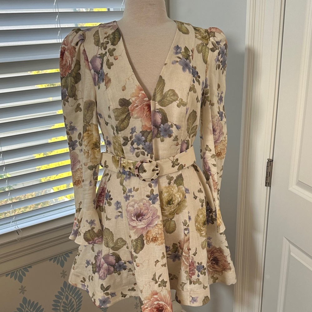 Zimmermann Cream Floral Mini Dress size 3